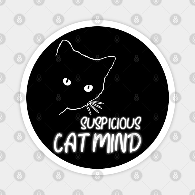 Suspicious Cat Mind Neon Funny Cat Magnet by Pannolinno